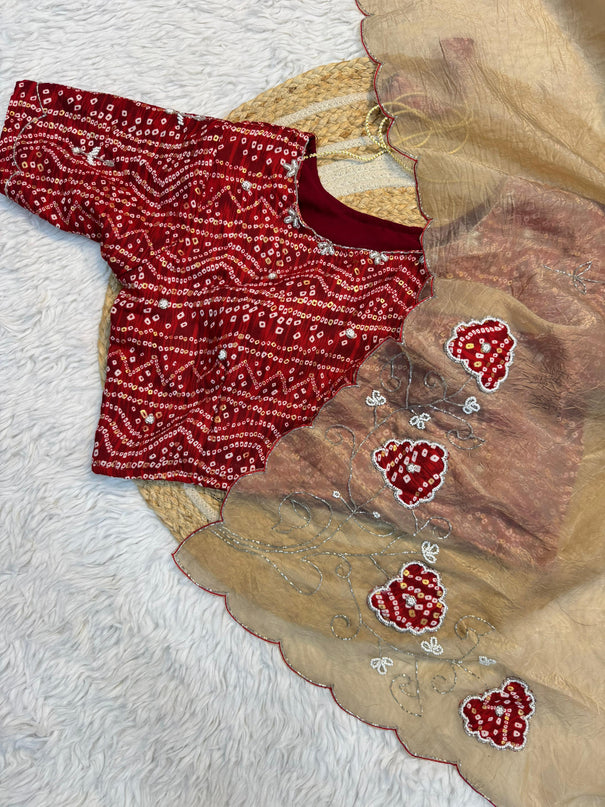 Premium Wear Pure Gold Crush Hand Work Saree