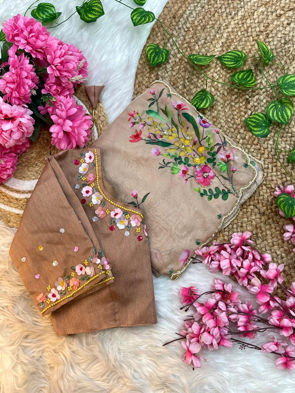 Elegant And Premium Look With Hand Work Saree