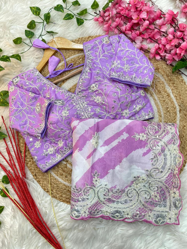 Pure Soft Rangoli Silk With Digital Print Work Saree