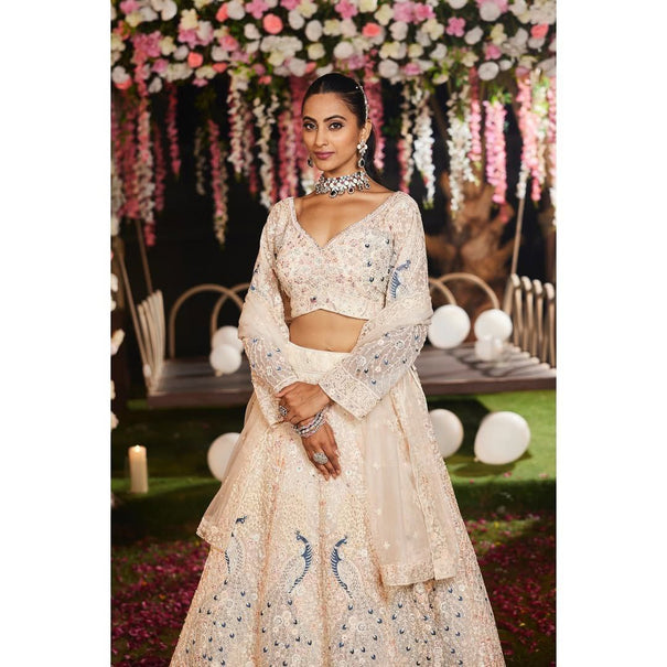 Women's Butterfly Net Fabric With  Heavy Sandwich Sequins Work Lehenga Choli with Dupatta