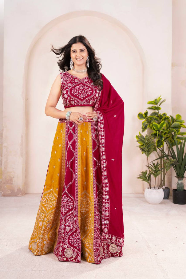 New Desigh vichitra Silk With Embroidery Work Lehenga