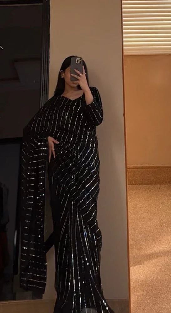 New Premium Look Imported Net Tikki Work Saree