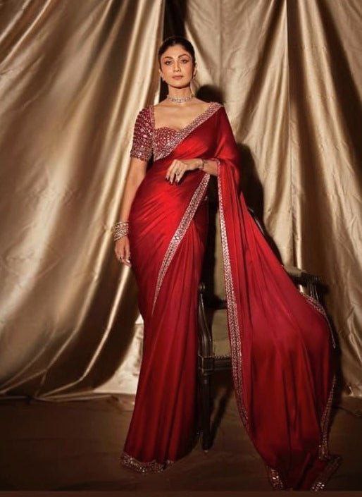 Premium French Beautiful Heavy Real Mirror Work Saree