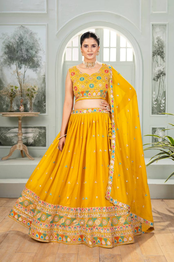 Star Georgeet Embroidery Sequence Work Lehenga Choli