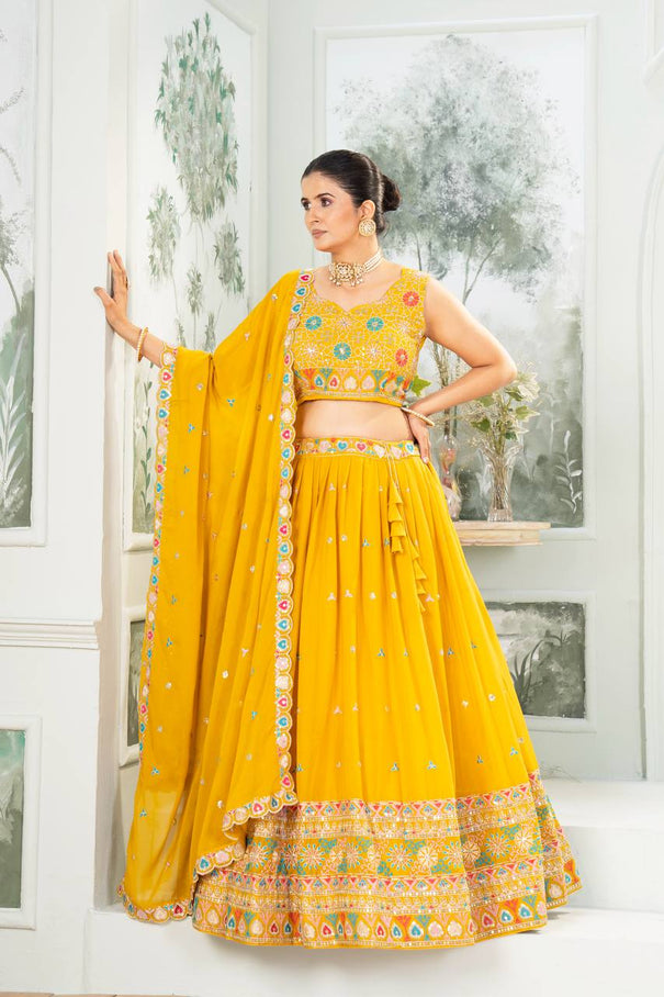 Star Georgeet Embroidery Sequence Work Lehenga Choli