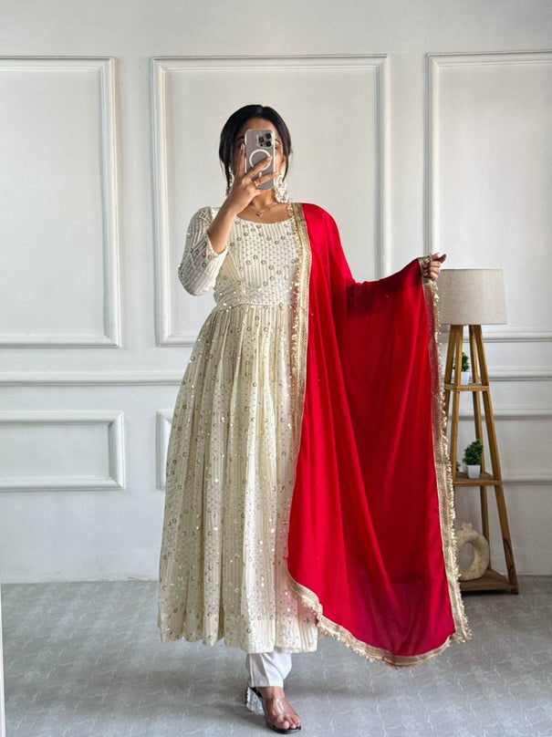 Embrodary Work With Full Sleeves With Havy Fox Goargate Gown