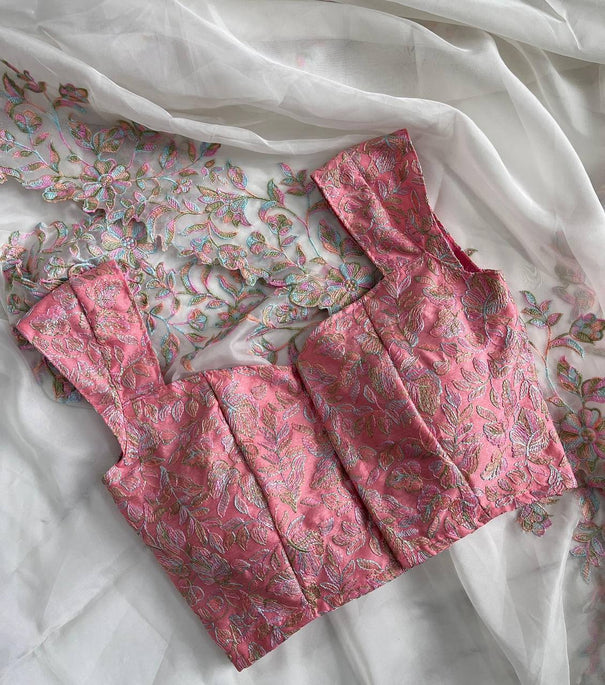 Rich Soft Tabi Color Full Embroidery Panel Work Saree