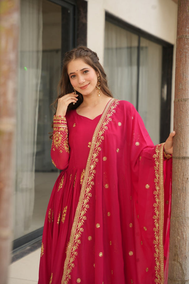 Star Georgette Embroidery Zari work Gown