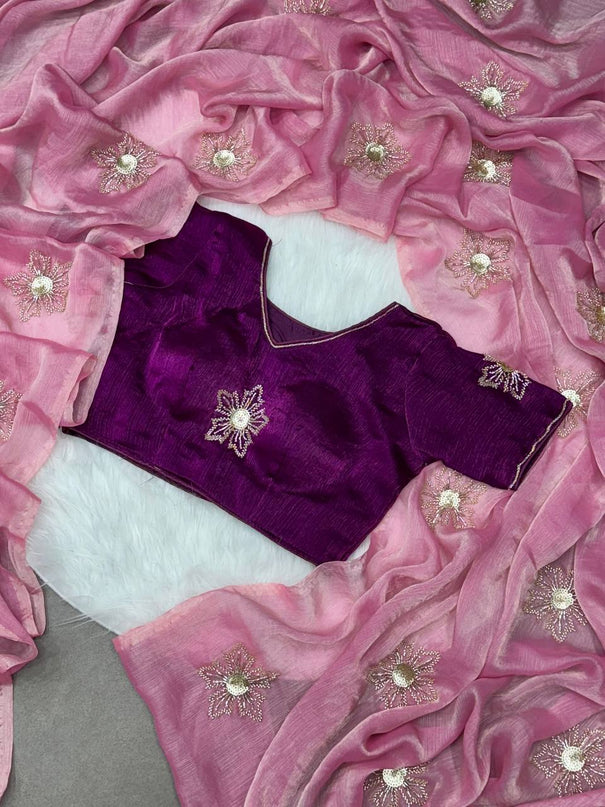 Space Silk Rich HAnd Work With All Over Pallu Saree