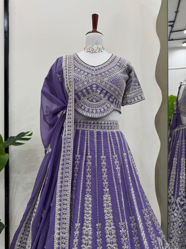 Codeing Dori with Sequnce Work With Fox Georgette Lehenga Choli