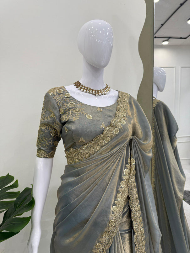 Fendy Silk With Coding Sequence Work Saree