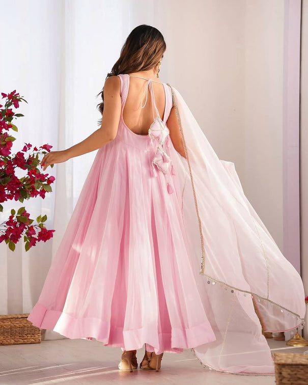 Fox Georgette Hand Embroidery Work Gown