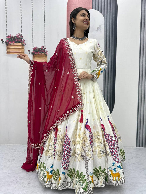 Micro Cotton Pure Tissue Silk Sequence Wokr Lehenga Choli