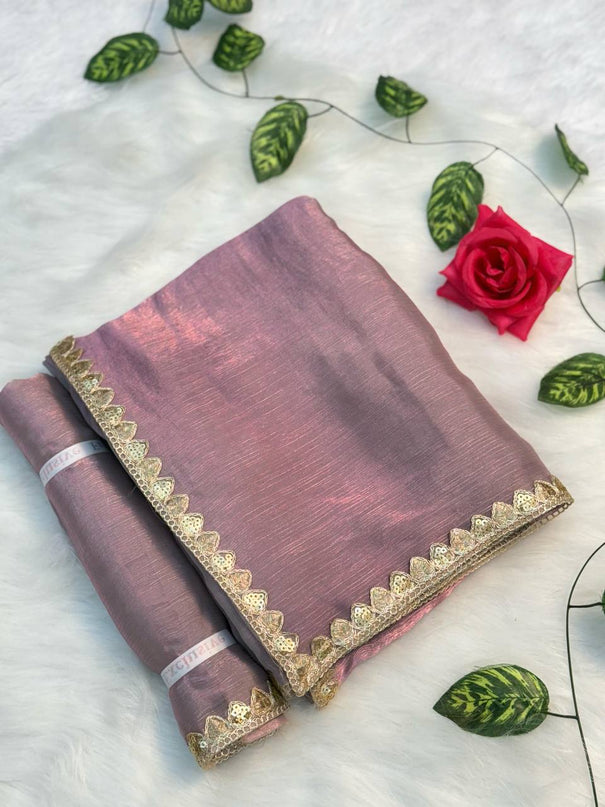 Two Tone Chiffon Soft Fabric With Rich Embroidery Sequence Work Special Saree