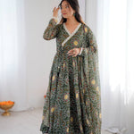 Printed Georgette Gown Suit Set