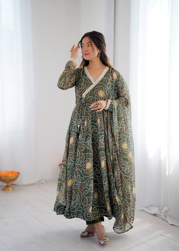 Printed Georgette Gown Suit Set