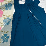 Pure Roman Silk 16 Kali Gown Set with Pearl Lace & Organza Dupatta