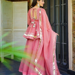 Pink Color Shimming Crunchy Crush Top Plazzo