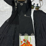 Natural Crepe Embroidered Plazzo Suit Set