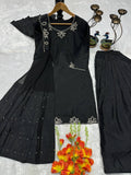 Natural Crepe Embroidered Plazzo Suit Set