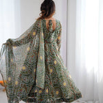 Printed Georgette Gown Suit Set