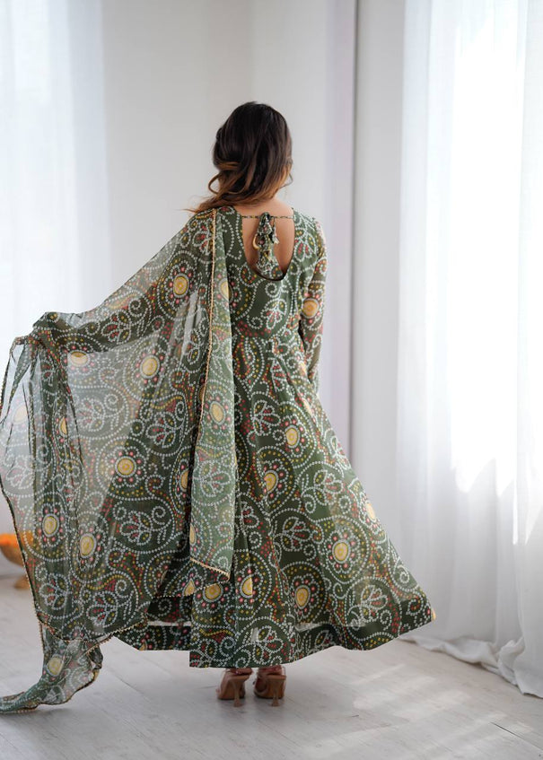 Printed Georgette Gown Suit Set