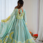 Floral Printed Organza Gown Suit Set