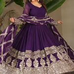 Faux Georgette With Embroidery Sequience Lace Work Gown