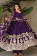 Faux Georgette With Embroidery Sequience Lace Work Gown