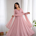 Beautiful Soft Rich Heavy Fox Georgette With Hand Work Gown Set