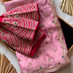 Tissue Crepe Silk Handwork Saree Set