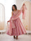Beautiful Premium Roman Silk With Heavy Embroidery Sequence Work Gown Set