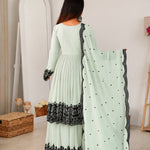 Beautiful Soft Rich Premium Faux Georgette With Thread Embroidery Work Plazzo Suit Set