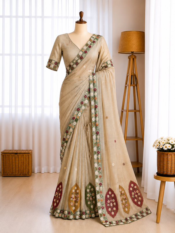New Beautiful Linen Cotton Saree