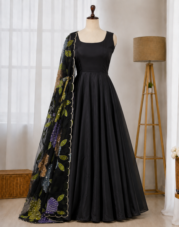 Natural Crepe Anarkali Suit Set