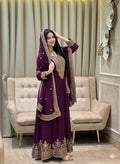 Black Color Blooming fox Georgette Heavy Embroidery Work Gown