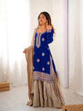 Beautifull Chinon Silk With Coding sequience Work Top Sharara