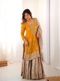 Beautifull Chinon Silk With Coding sequience Work Top Sharara