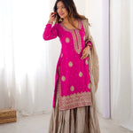 Beautifull Chinon Silk With Coding sequience Work Top Sharara