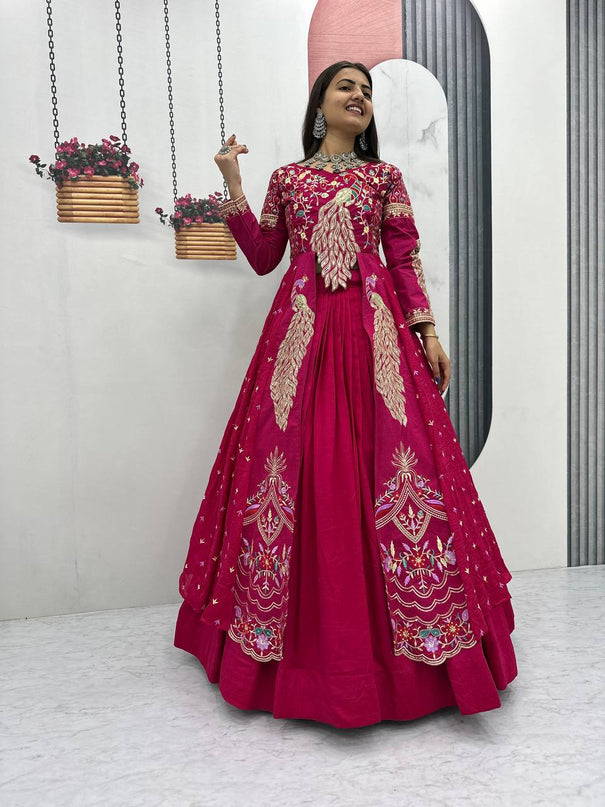 Beautifull Vichitra With Lumpi Lace Border Work Lehenga Set