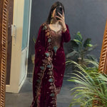 Havy Viscos Velvet Embroidery Work Top Bottom