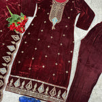 Havy Viscos Velvet Embroidery Work Top Bottom