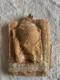 Soft Net Beads Pearl Work Saree Set