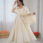 Beautiful Pure Kora Cotton Anarkali Suit With Schiffli Embroidery Work