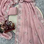 PIXCEL CRUSH BEAUTIFUL HANDWORK DESIGNER PARTY WEAR SAREE