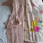 Beige Color Roman Silk With Hand Work Top Pent