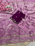Beautifull Khatli Brits Work With Fendy Satin Silk Saree