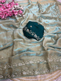 Beautifull Khatli Brits Work With Fendy Satin Silk Saree