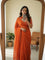Orange Color Space Silk With Embroidery Work Saree