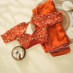 Orange Color Space Silk With Embroidery Work Saree